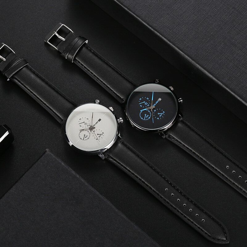 Casual Style Läderrem Fahsion Herr Business Watch Quartz Watch