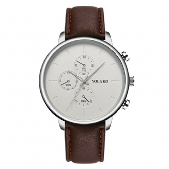 Casual Style Läderrem Fahsion Herr Business Watch Quartz Watch