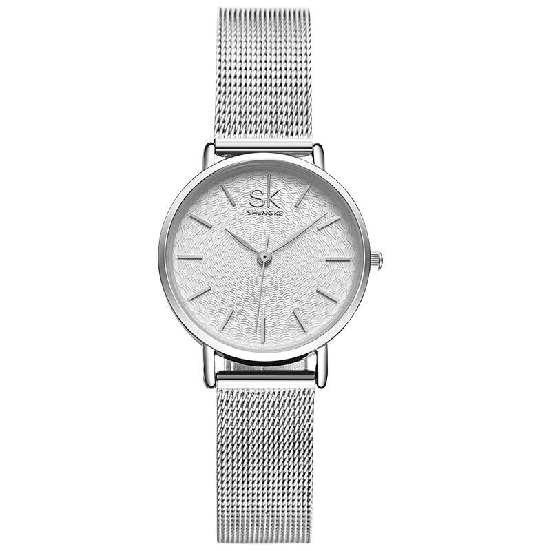 Casual Style Ultra Tunn Damarmbandsur Mesh Steel Band Quartz Watch