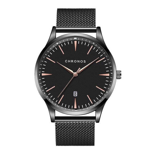 Casual Style Vattentät Herrarmbandsur 40mm Hardlex Urtavla Ultra Thin Quartz Watch