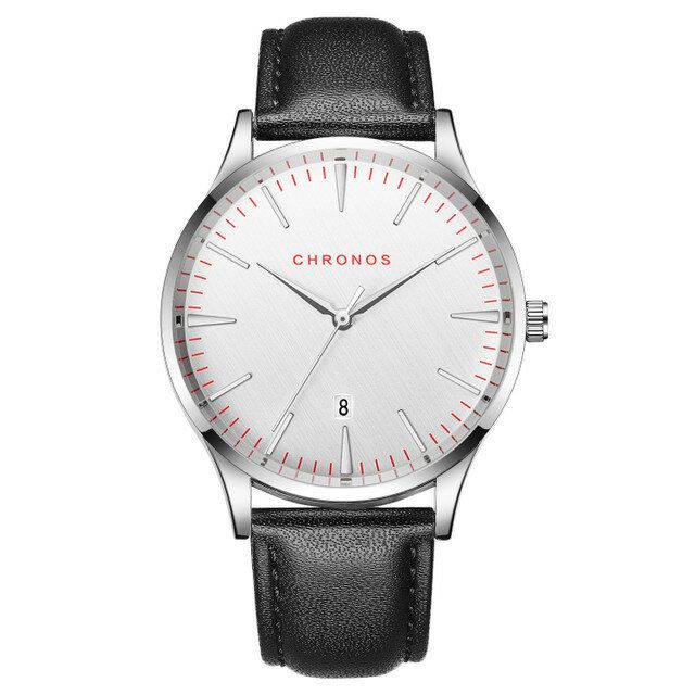 Casual Style Vattentät Herrarmbandsur 40mm Hardlex Urtavla Ultra Thin Quartz Watch