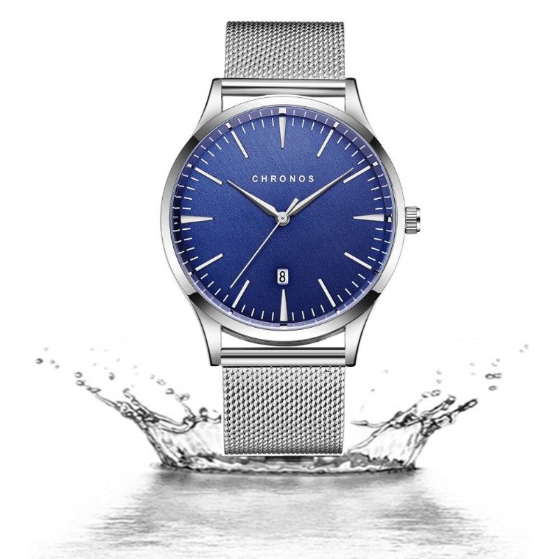 Casual Style Vattentät Herrarmbandsur 40mm Hardlex Urtavla Ultra Thin Quartz Watch