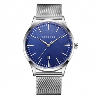 Casual Style Vattentät Herrarmbandsur 40mm Hardlex Urtavla Ultra Thin Quartz Watch