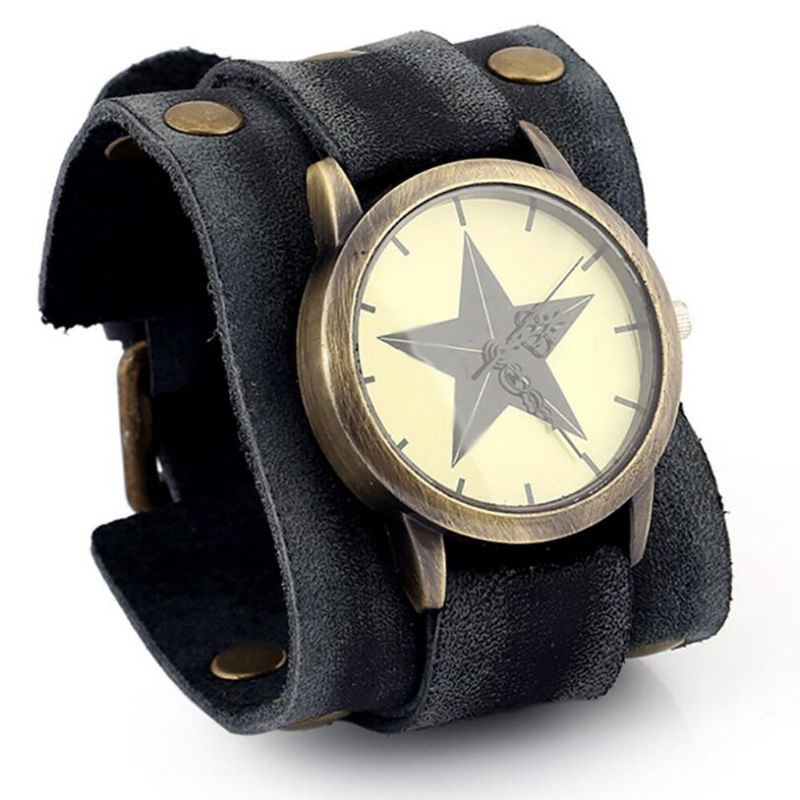 Casual Vintage Multi-layer Cowhide Läderarmband Unisex Quartz Watch Armband