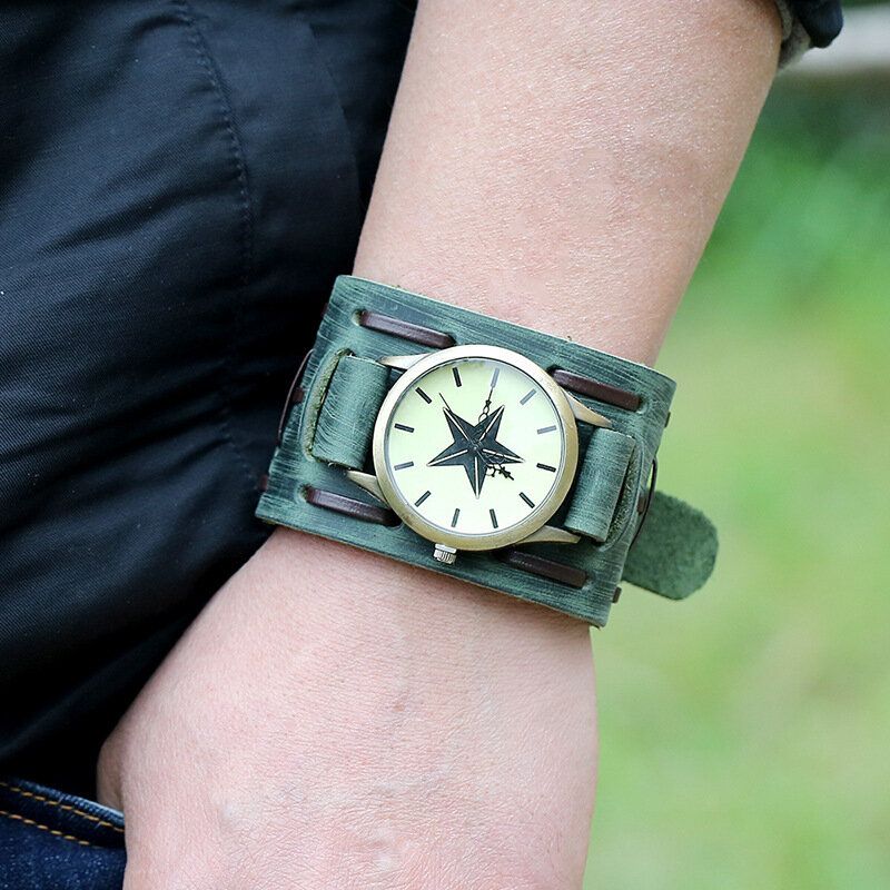 Casual Vintage Multi-layer Cowhide Läderarmband Unisex Quartz Watch Armband