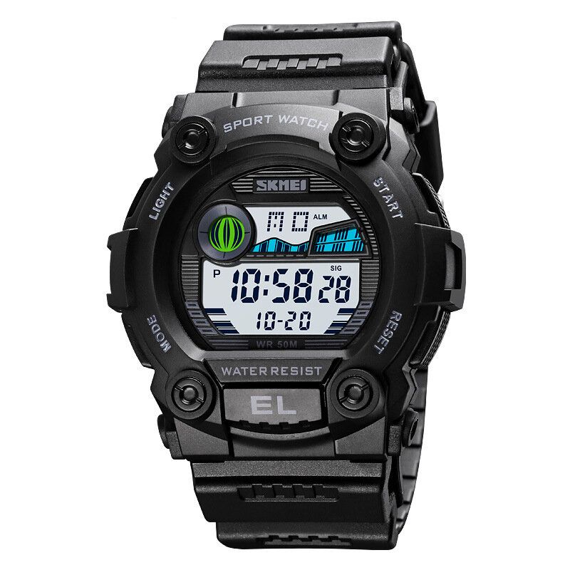 Chronograph Sport Herr Armbandsur Lysande Display Vattentät Led Digital Watch