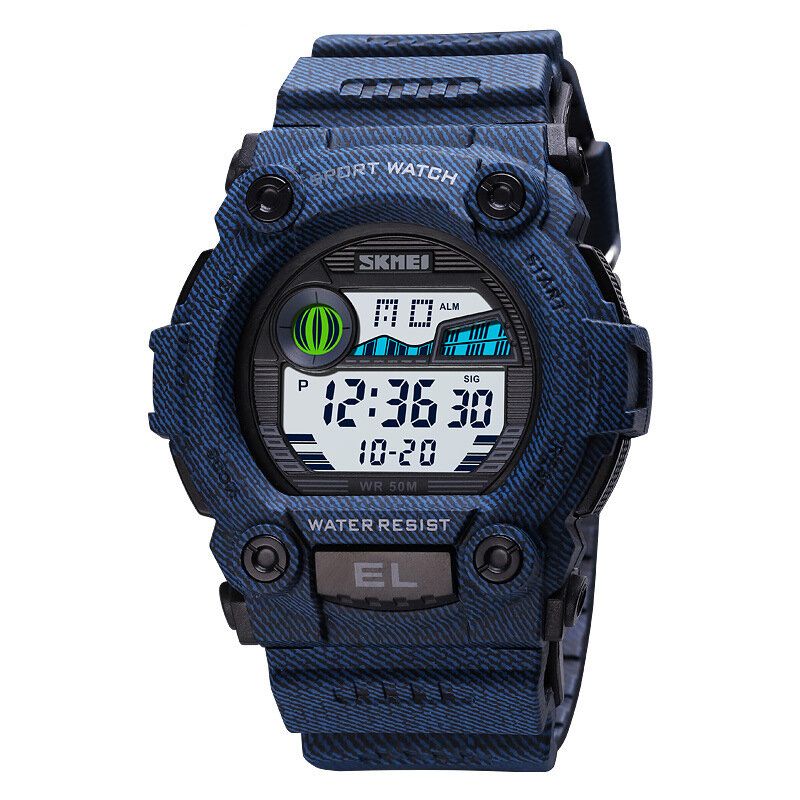 Chronograph Sport Herr Armbandsur Lysande Display Vattentät Led Digital Watch