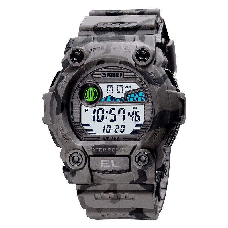 Chronograph Sport Herr Armbandsur Lysande Display Vattentät Led Digital Watch