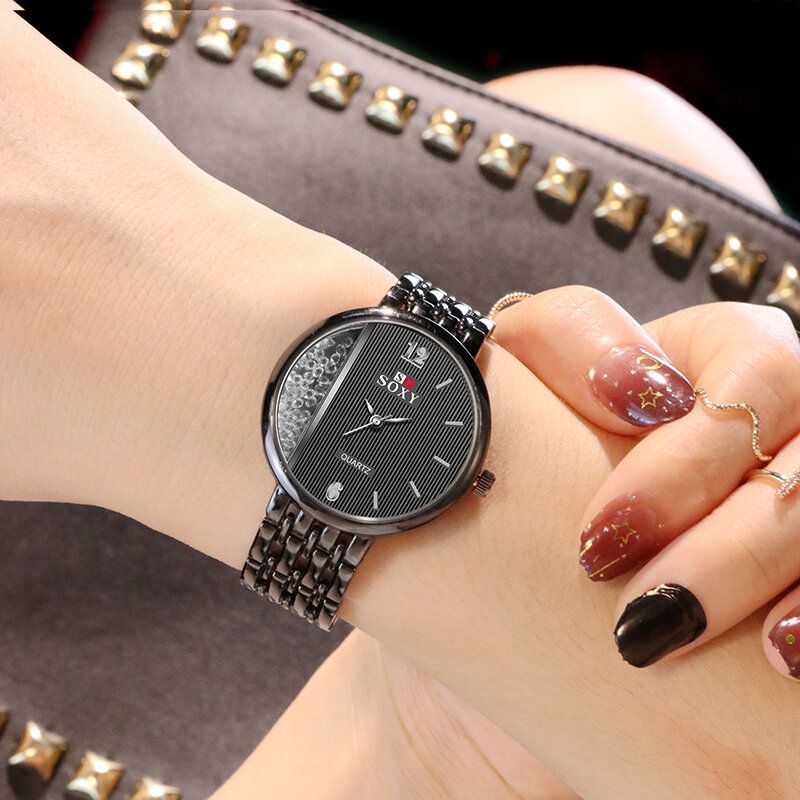 Crystal Casual Style Damarmbandsur Unik Design Quartz Watch