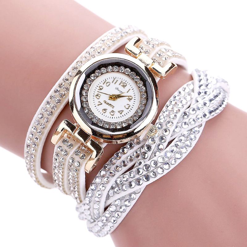 Crystal Retro Style Dam Armband Watch Klänning Quartz Watches