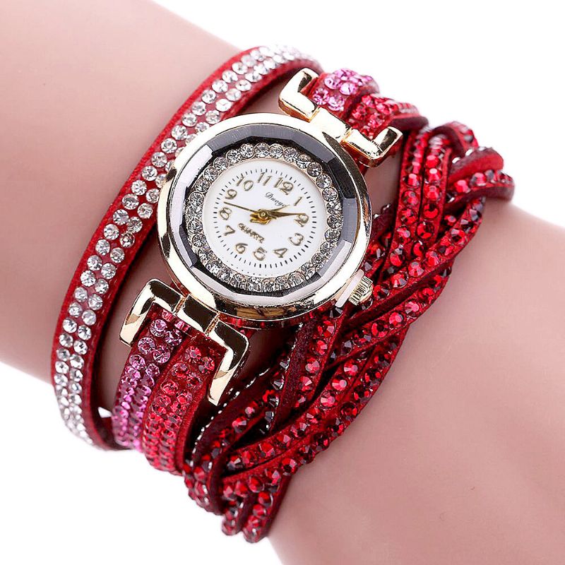 Crystal Retro Style Dam Armband Watch Klänning Quartz Watches