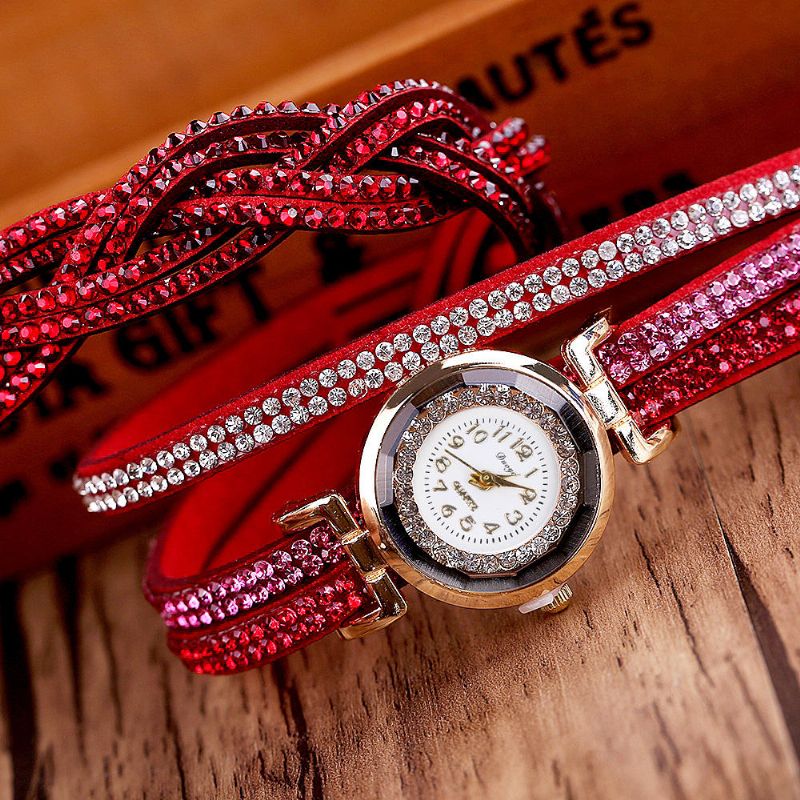 Crystal Retro Style Dam Armband Watch Klänning Quartz Watches