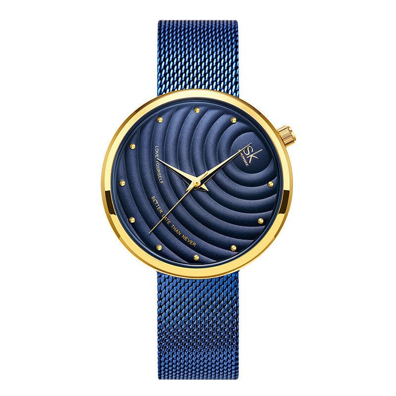 Dammode Helt Stålarmband Enkel Urtavla Watch Quartz Watch