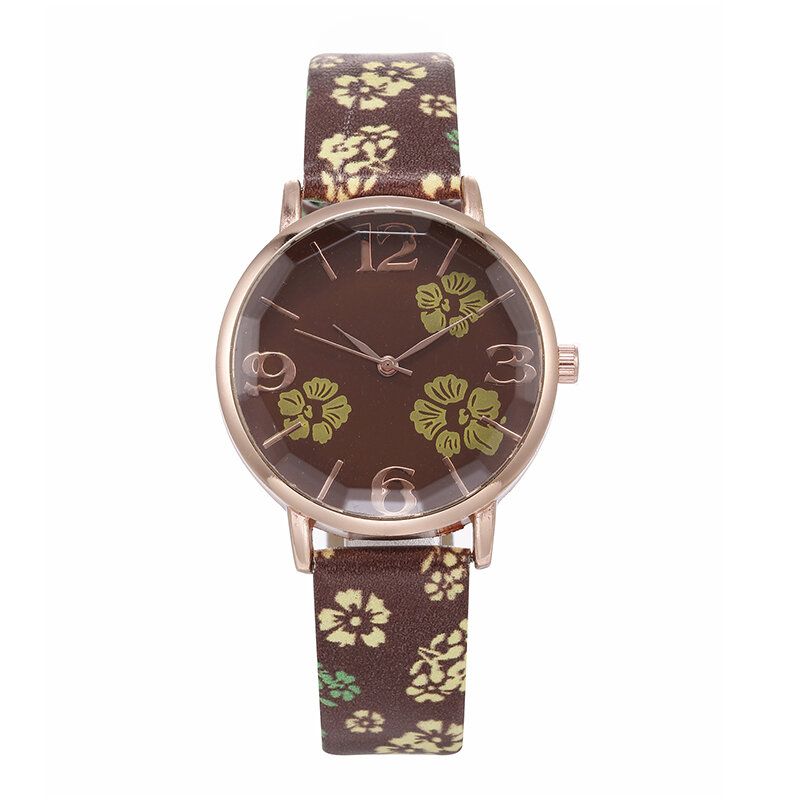 Deffrun Retro Stil Blomstertryckt Kvinnor Armbandsur Kinesisk Stil Quartz Klockor