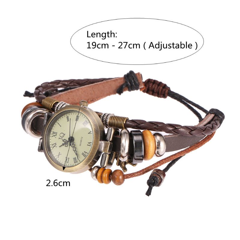 Deffrun Retro Style Dam Armband Watch Beads Eiffel Tower Pendant Quartz Watch