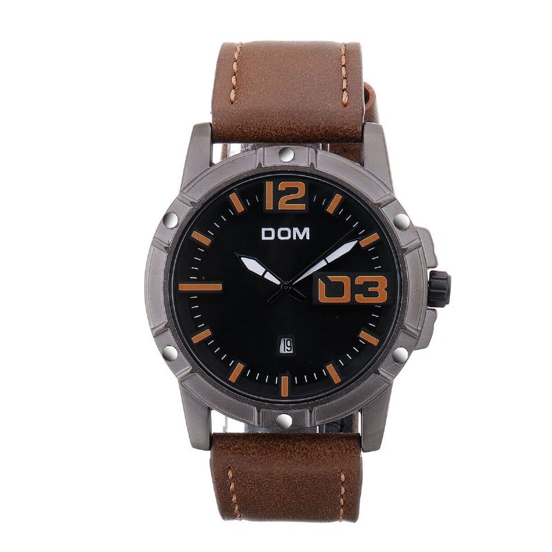 Dom Herr Luxury Sport Armbandsur Herrklocka Läderrem Business Vattentät Quartz Watch