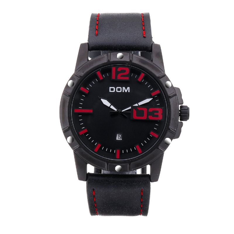 Dom Herr Luxury Sport Armbandsur Herrklocka Läderrem Business Vattentät Quartz Watch