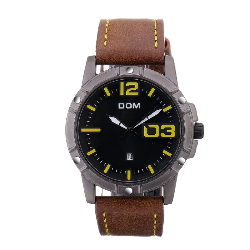 Dom Herr Luxury Sport Armbandsur Herrklocka Läderrem Business Vattentät Quartz Watch