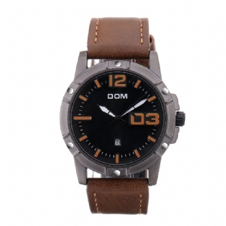 Dom Herr Luxury Sport Armbandsur Herrklocka Läderrem Business Vattentät Quartz Watch