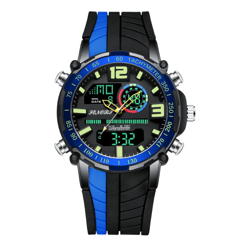 Dual Display Digital Watch Outdoor Sport Väckarklocka Kalender Kronograf Noctilucent Waterproof Watch