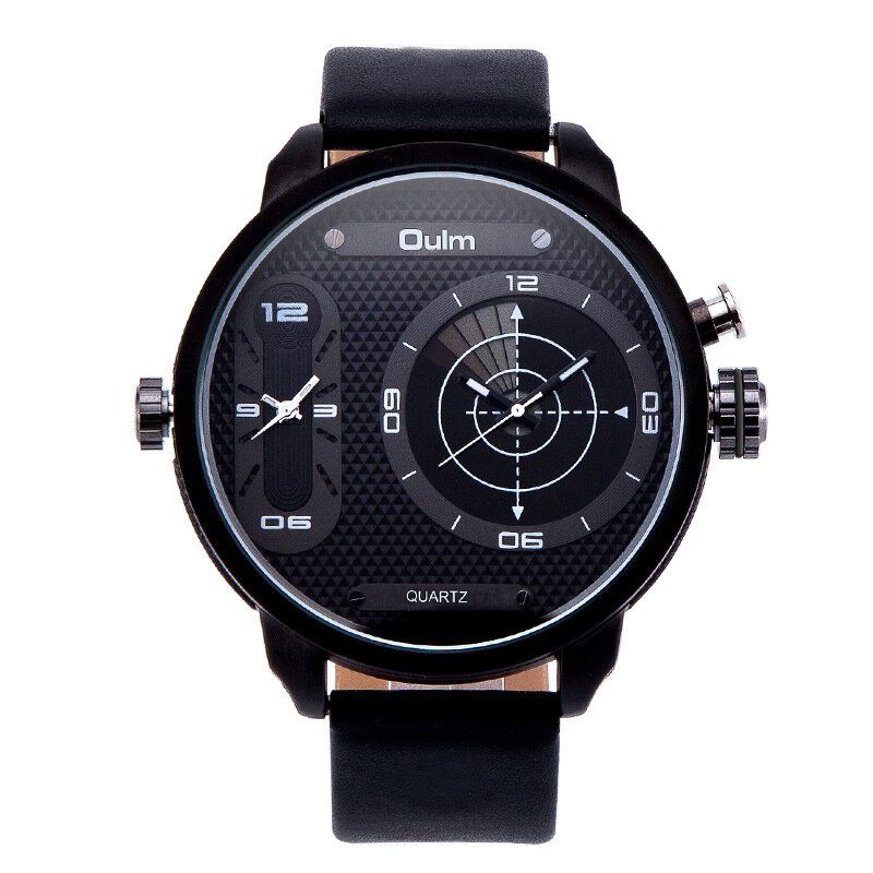 Dubbel Tidszon Big Dial Creative Watch Unik Design Herrkvartsklockor