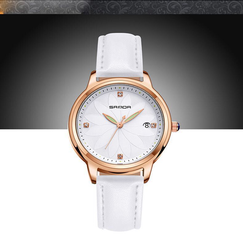 Elegant Design Damarmbandsur Datumvisning Quartz Watch