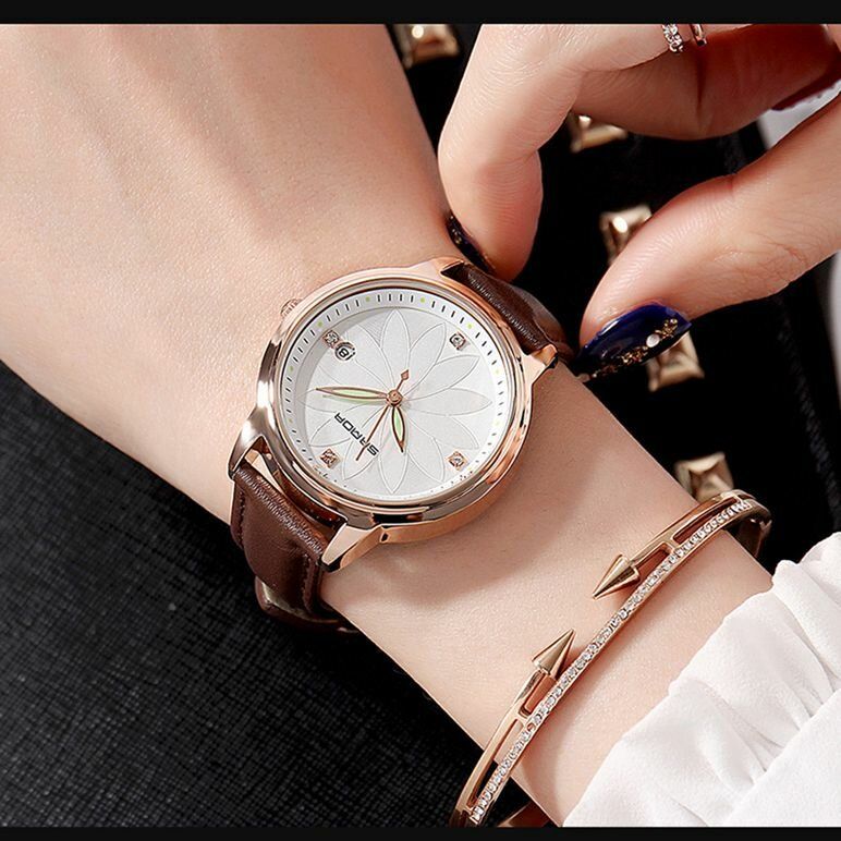 Elegant Design Damarmbandsur Datumvisning Quartz Watch