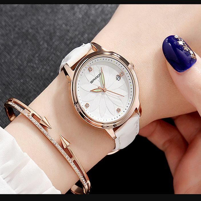 Elegant Design Damarmbandsur Datumvisning Quartz Watch