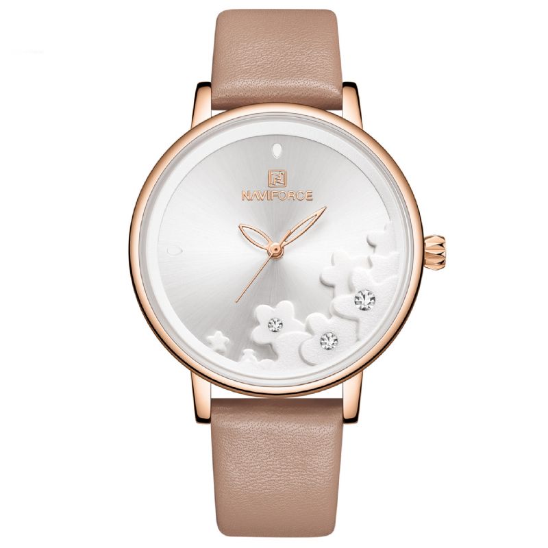 Elegant Design Damarmbandsur Vattentät Läderband Quartz Watch