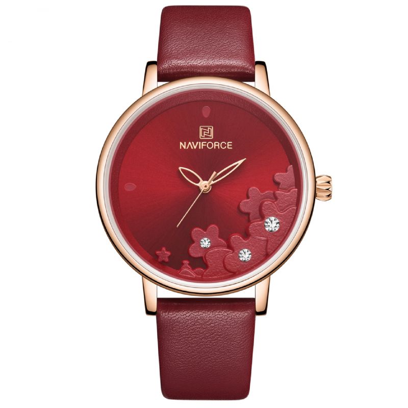 Elegant Design Damarmbandsur Vattentät Läderband Quartz Watch