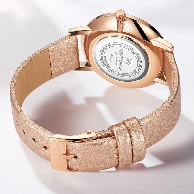 Elegant Design Damarmbandsur Vattentät Läderband Quartz Watch