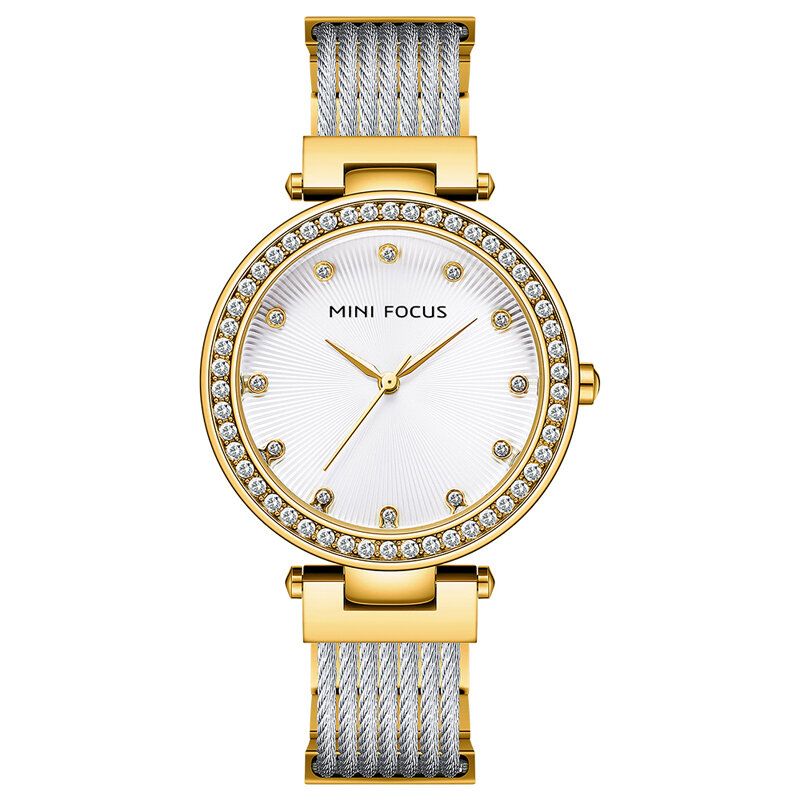 Elegant Rhinestones Dekorationsurtavla 3atm Vattentät Damarmbandsur Quartz Watch