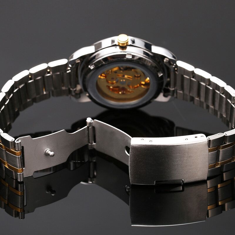 Fashion Hollow Dial Luminous Pointer Business Style Herrklocka Automatisk Mekanisk Klocka