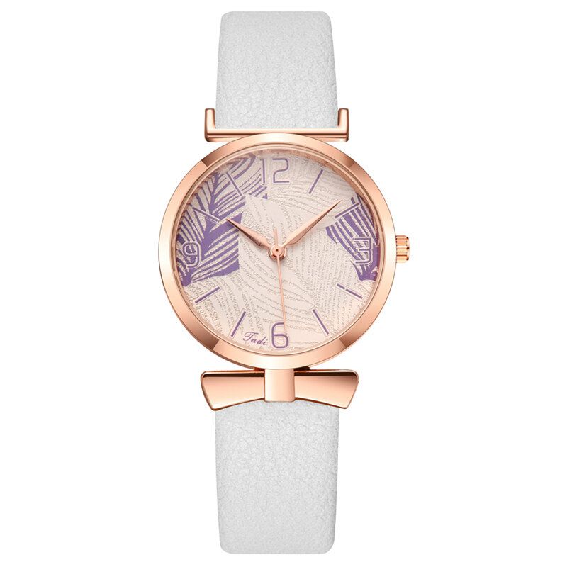 Fashionabla Roliga Trendiga Kvinnor Klockor Trädmönster Urtavla Rose Gold Legering Fodral Läderband Quartz Watch