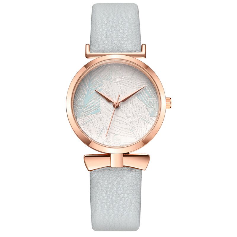 Fashionabla Roliga Trendiga Kvinnor Klockor Trädmönster Urtavla Rose Gold Legering Fodral Läderband Quartz Watch