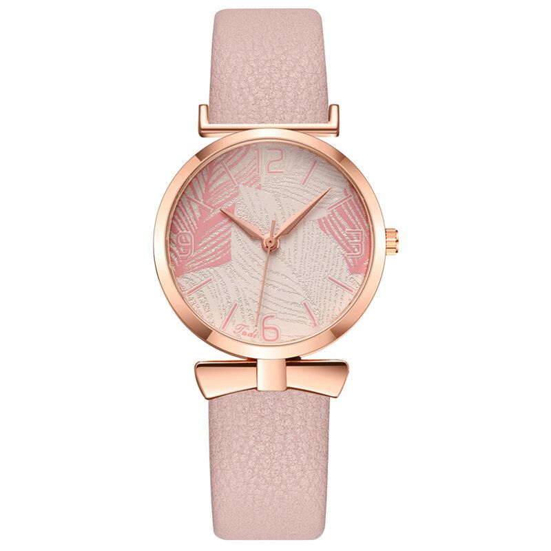 Fashionabla Roliga Trendiga Kvinnor Klockor Trädmönster Urtavla Rose Gold Legering Fodral Läderband Quartz Watch