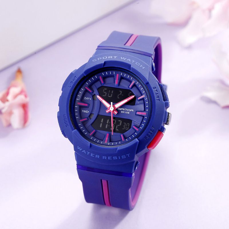 Freash Color Mode Style Luminous Display Stötsäker Dual Display Digital Watch