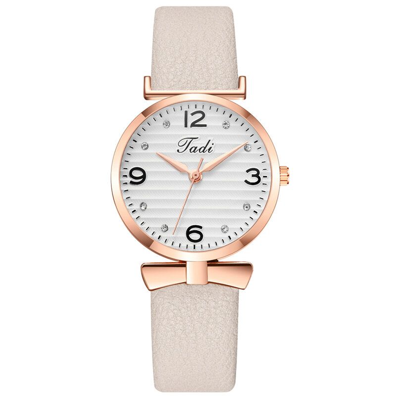 Fritid Sport Dam Eleganta Klockor Läderband Arabiska Siffror Stor Trehandsurtavla Quartz Watch