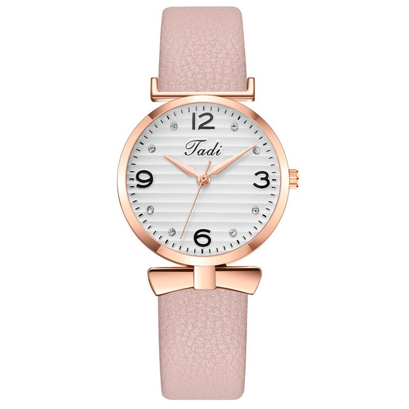 Fritid Sport Dam Eleganta Klockor Läderband Arabiska Siffror Stor Trehandsurtavla Quartz Watch