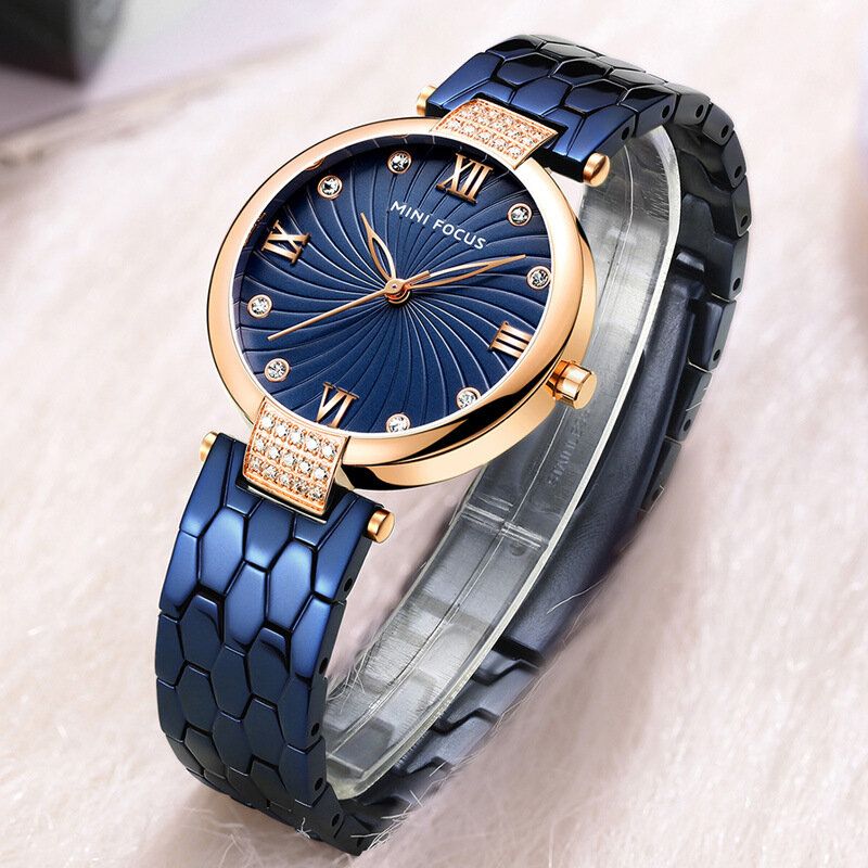 Full Steel Band Quartz Watch Crystal Damarmbandsur