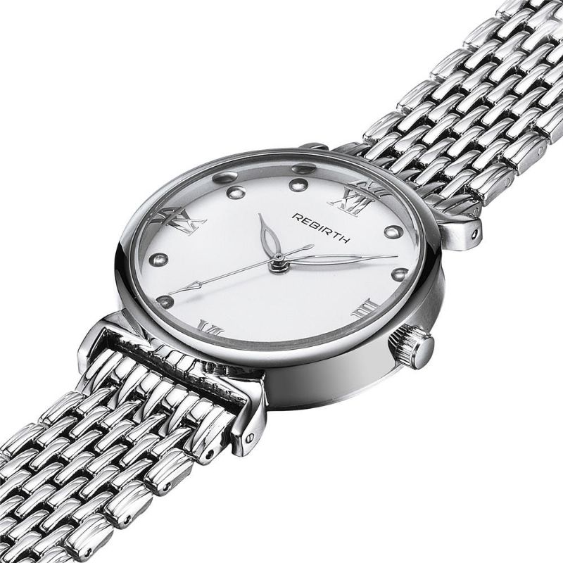 Full Steel Elegant Design Damarmbandsur Roman Number Quartz Watches