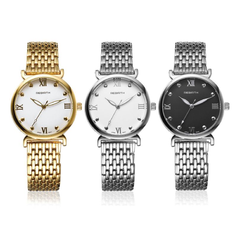 Full Steel Elegant Design Damarmbandsur Roman Number Quartz Watches