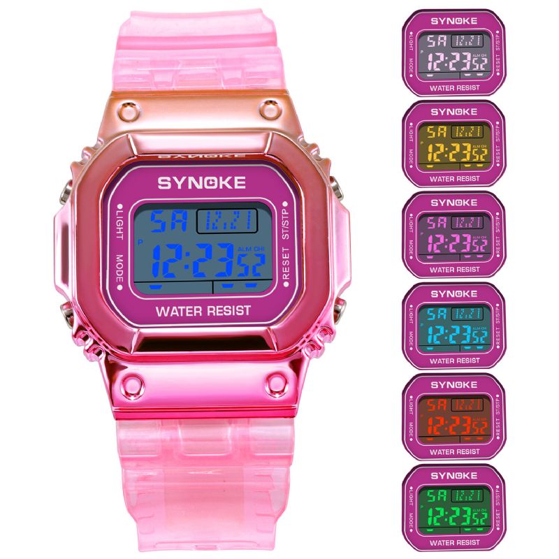 Gradient Color Watch Fodral Modestil Kvinnor Män Lysande Display Par Digital Watch