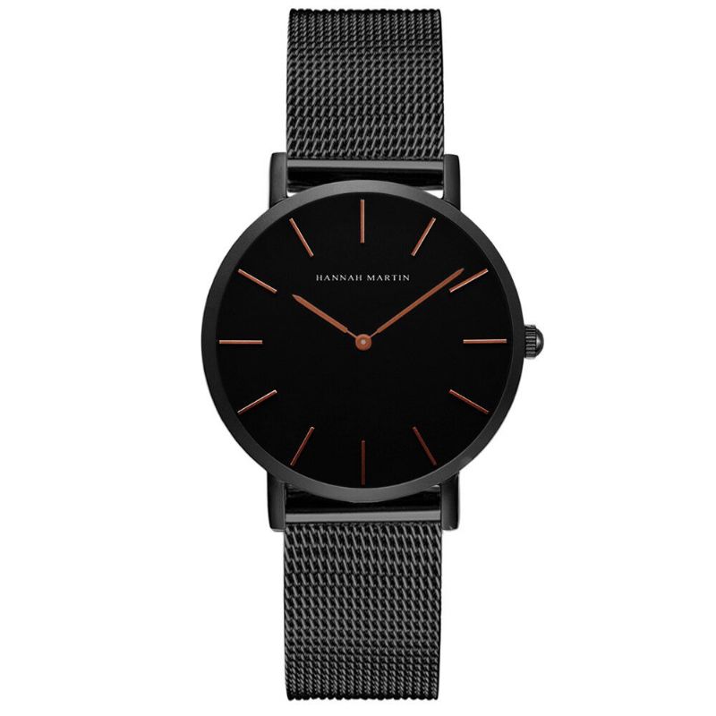 Hannah Martin Ch36 Mode Casual Enkel Big Dial Steel Mesh Armband Vattentät Kvinnor Quartz Watch