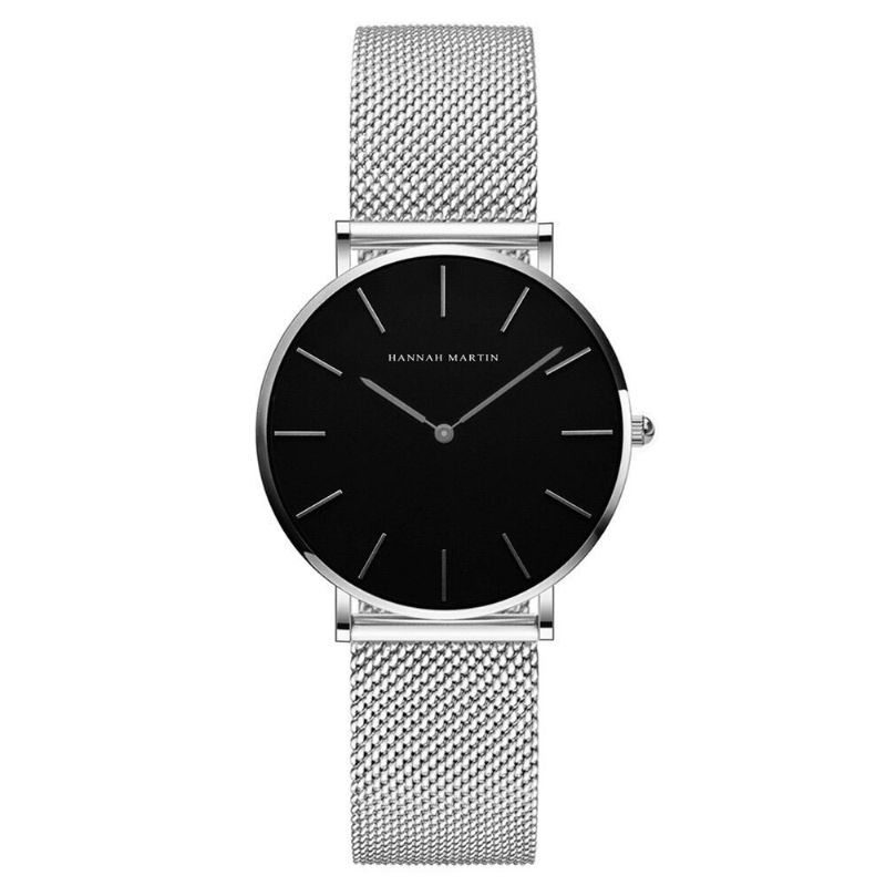 Hannah Martin Ch36 Mode Casual Enkel Big Dial Steel Mesh Armband Vattentät Kvinnor Quartz Watch