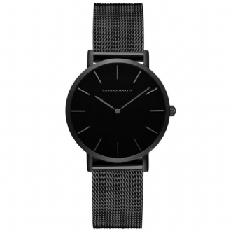 Hannah Martin Ch36 Mode Casual Enkel Big Dial Steel Mesh Armband Vattentät Kvinnor Quartz Watch