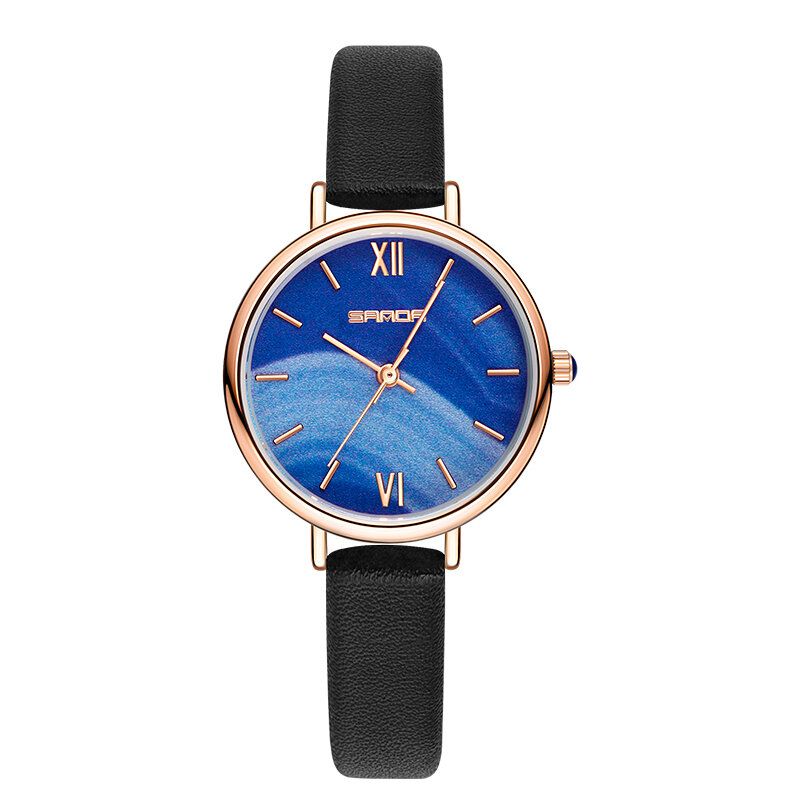 Helt Stålband Crace And Ease Starry Sky Fashion Dial Läderrem Damklocka Quartz Watch