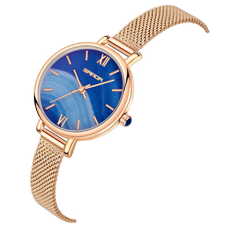 Helt Stålband Crace And Ease Starry Sky Fashion Dial Läderrem Damklocka Quartz Watch