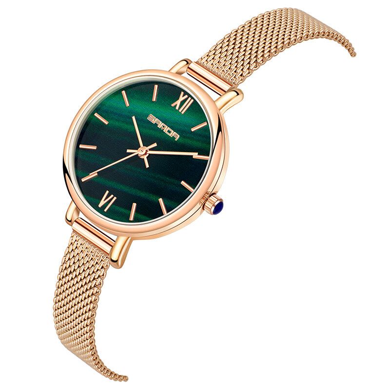 Helt Stålband Crace And Ease Starry Sky Fashion Dial Läderrem Damklocka Quartz Watch