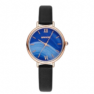 Helt Stålband Crace And Ease Starry Sky Fashion Dial Läderrem Damklocka Quartz Watch